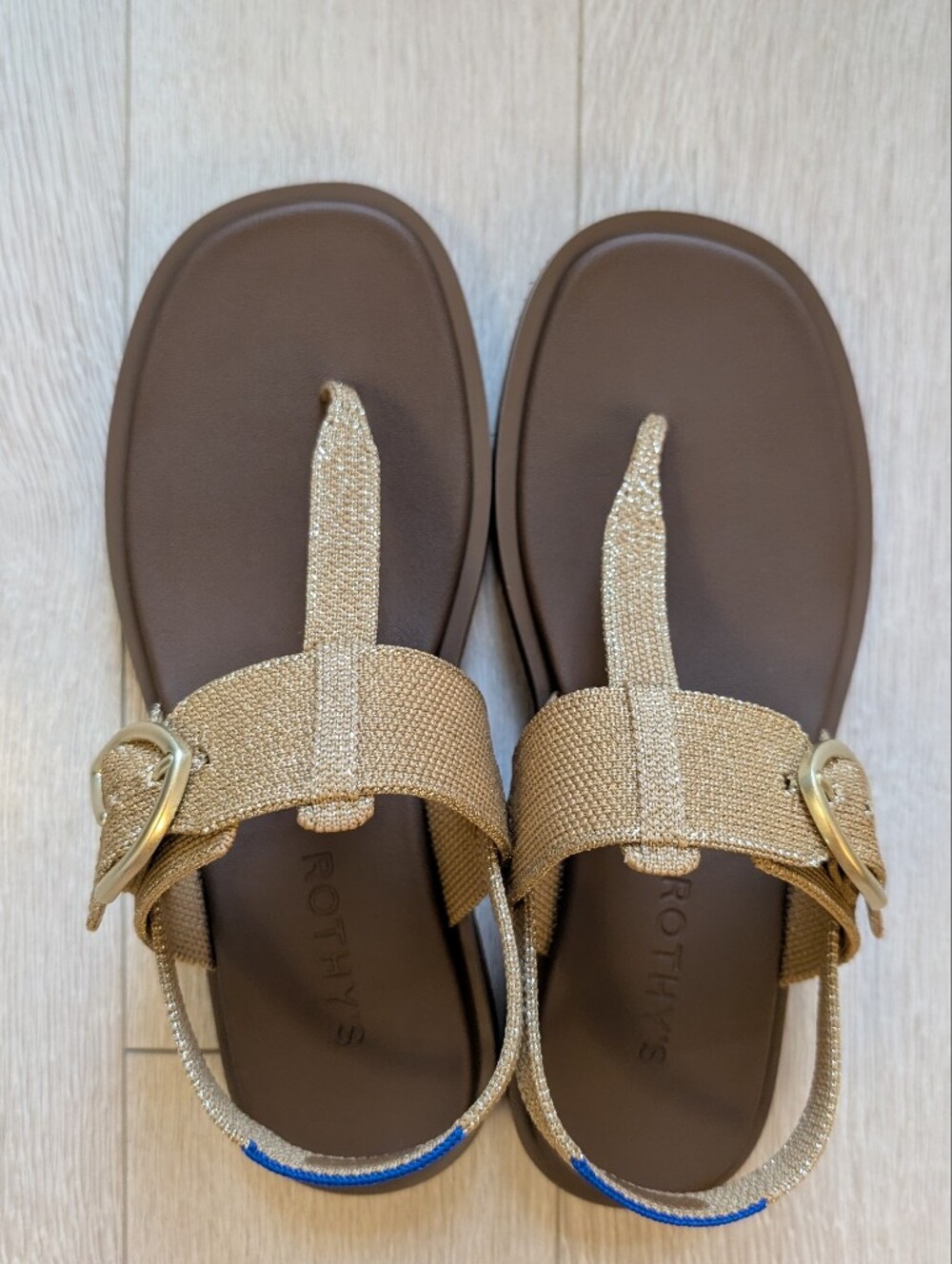 NEW T-Strap Sandals in Metallic Golden Sun